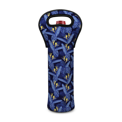 Blue Hawaiian Tropical Pattern Print Single Neoprene Wine Tote