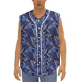 Blue Hawaiian Tropical Pattern Print Sleeveless Baseball Jersey