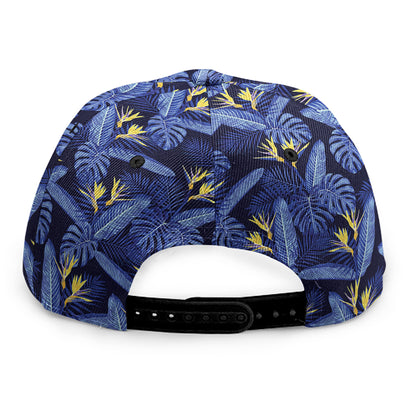Blue Hawaiian Tropical Pattern Print Snapback Cap