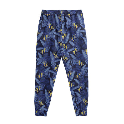 Blue Hawaiian Tropical Pattern Print Sweatpants