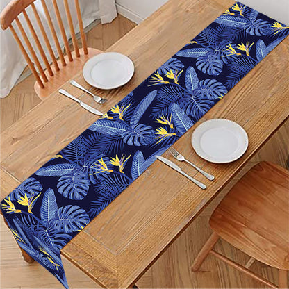 Blue Hawaiian Tropical Pattern Print Table Runner