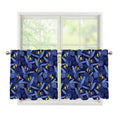 Blue Hawaiian Tropical Pattern Print Tier Curtains