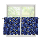 Blue Hawaiian Tropical Pattern Print Tier Curtains