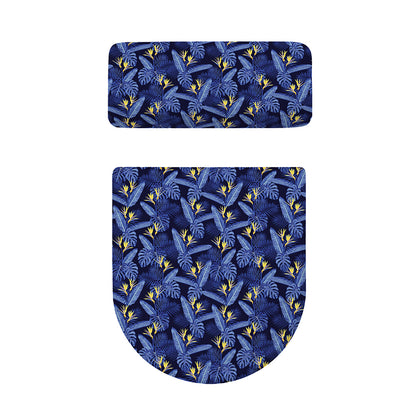 Blue Hawaiian Tropical Pattern Print Toilet Lid And Tank Cover Set