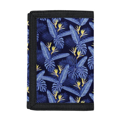 Blue Hawaiian Tropical Pattern Print Trifold Wallet