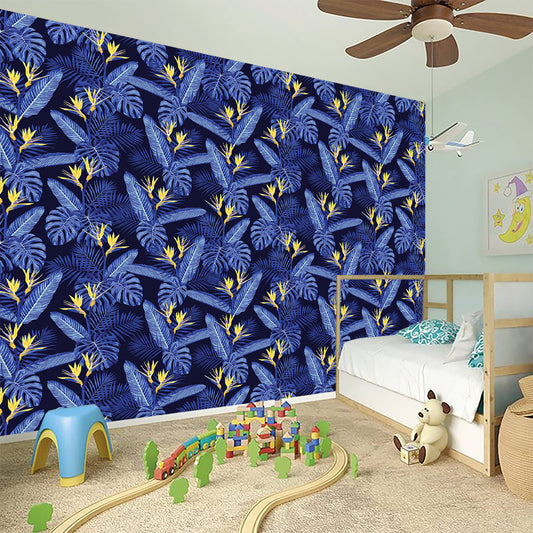 Blue Hawaiian Tropical Pattern Print Wall Sticker