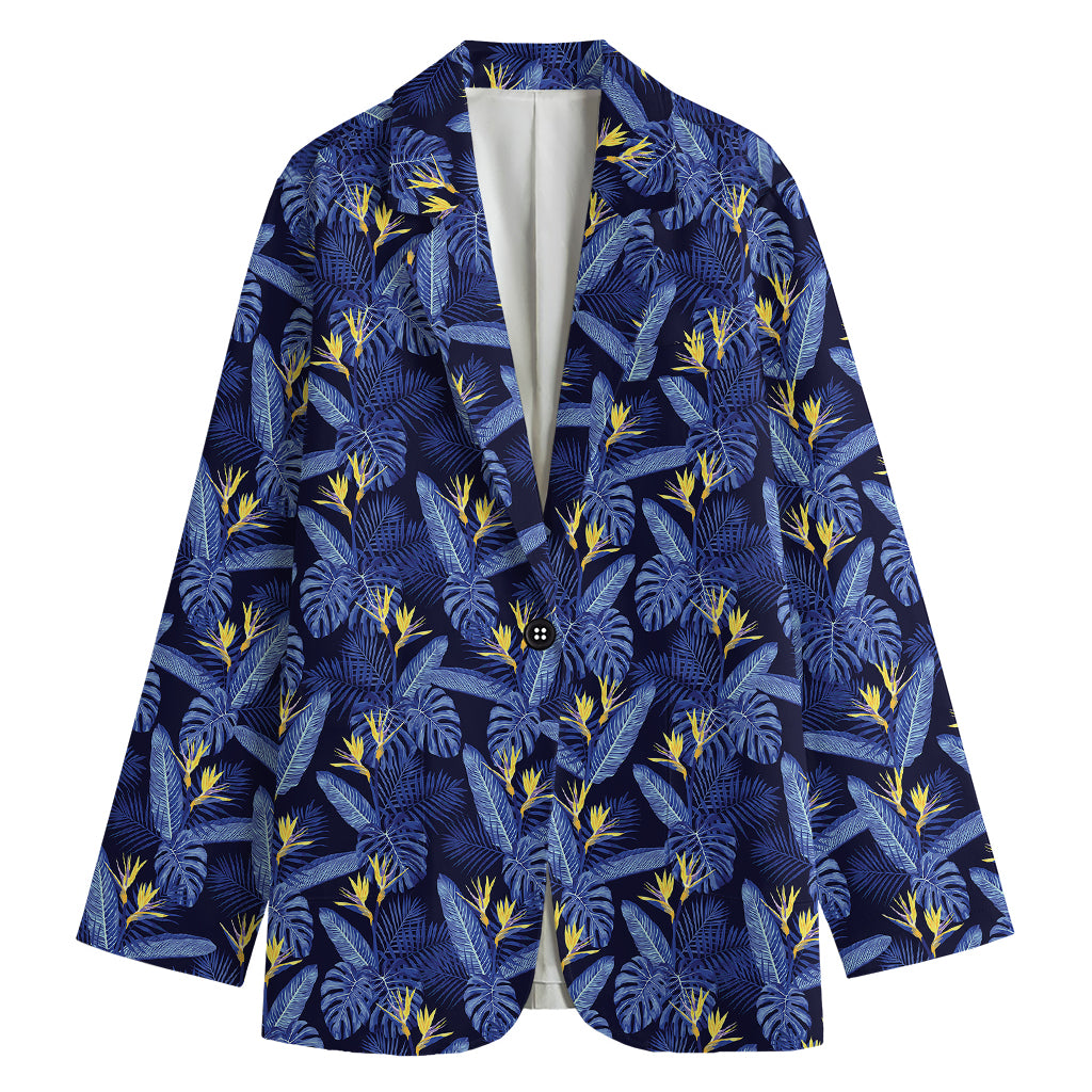 Blue Hawaiian Tropical Pattern Print Women's Blazer