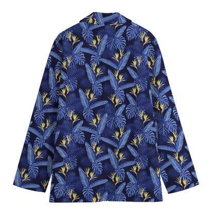 Blue Hawaiian Tropical Pattern Print Women's Blazer