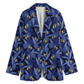 Blue Hawaiian Tropical Pattern Print Women's Cotton Blazer