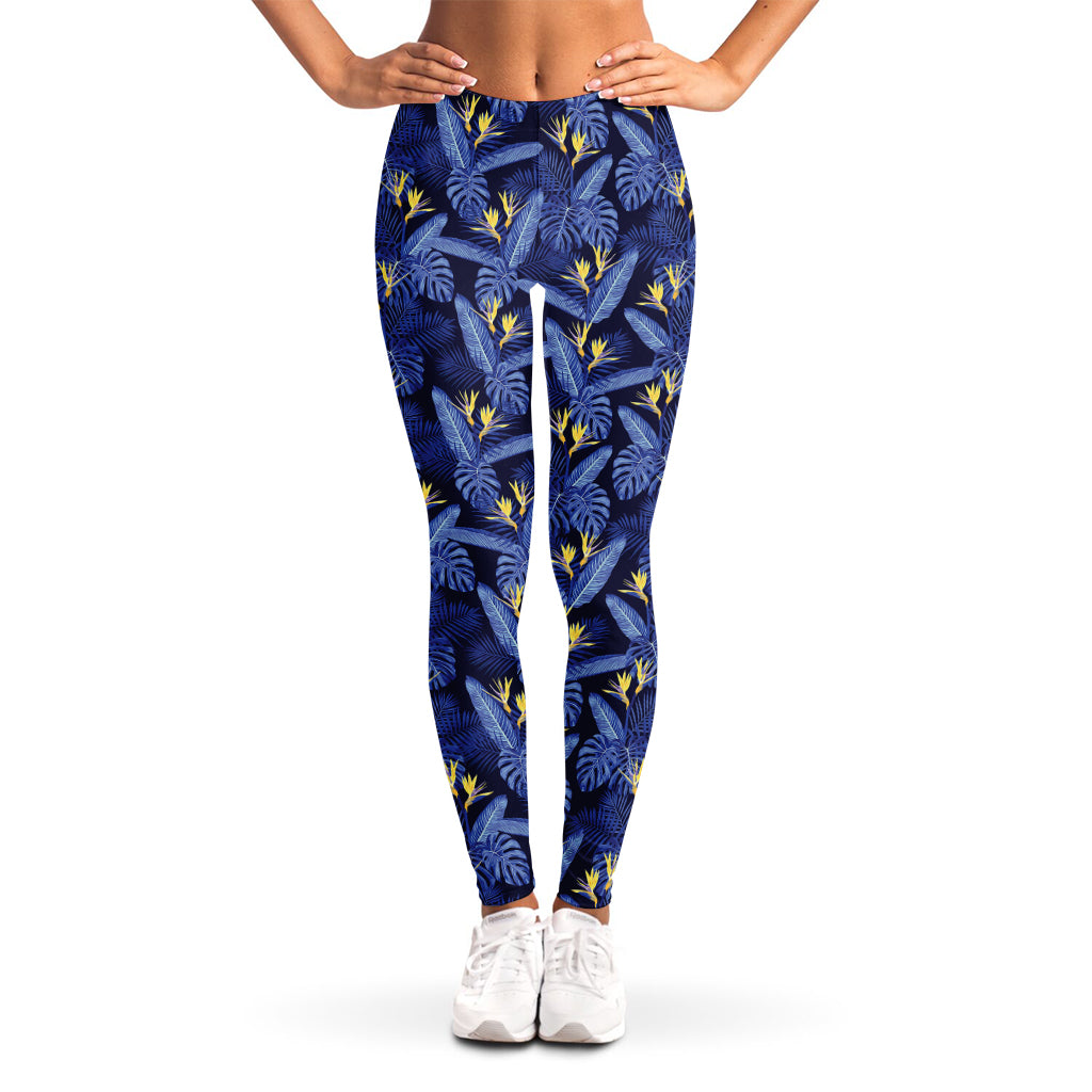 Blue Hawaiian Tropical Pattern Print Women's Leggings