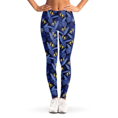 Blue Hawaiian Tropical Pattern Print Women's Leggings
