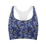 Blue Hawaiian Tropical Pattern Print Women's Sports Bra