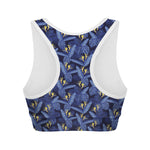 Blue Hawaiian Tropical Pattern Print Women's Sports Bra