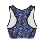 Blue Hawaiian Tropical Pattern Print Women's Sports Bra