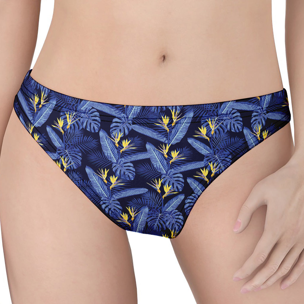 Blue Hawaiian Tropical Pattern Print Women's Thong