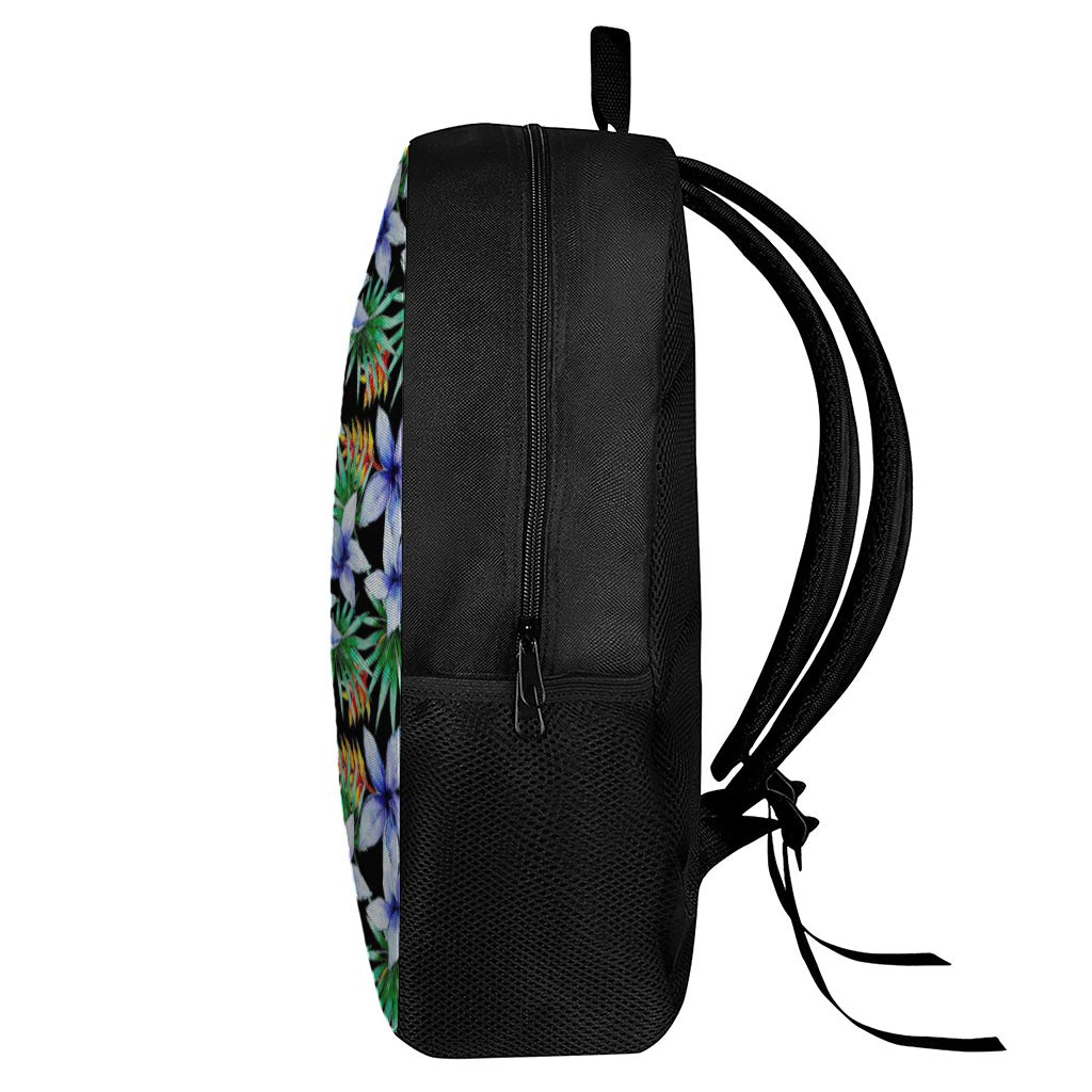 Blue Hawaiian Wildflowers Pattern Print 17 Inch Backpack