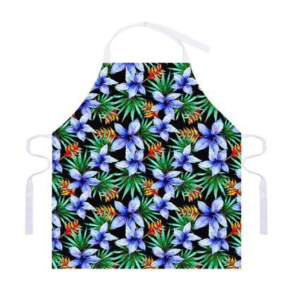 Blue Hawaiian Wildflowers Pattern Print Adjustable Apron