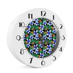 Blue Hawaiian Wildflowers Pattern Print Alarm Clock