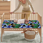 Blue Hawaiian Wildflowers Pattern Print Baby Crib Sheet