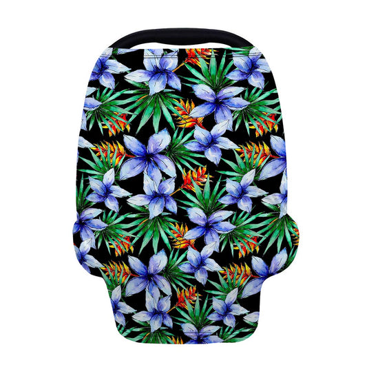 Blue Hawaiian Wildflowers Pattern Print Baby Seat Cover