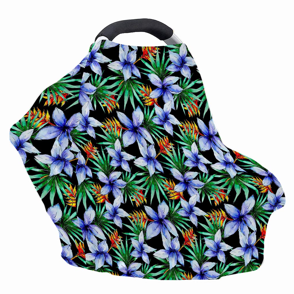 Blue Hawaiian Wildflowers Pattern Print Baby Seat Cover