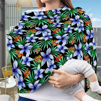 Blue Hawaiian Wildflowers Pattern Print Baby Seat Cover