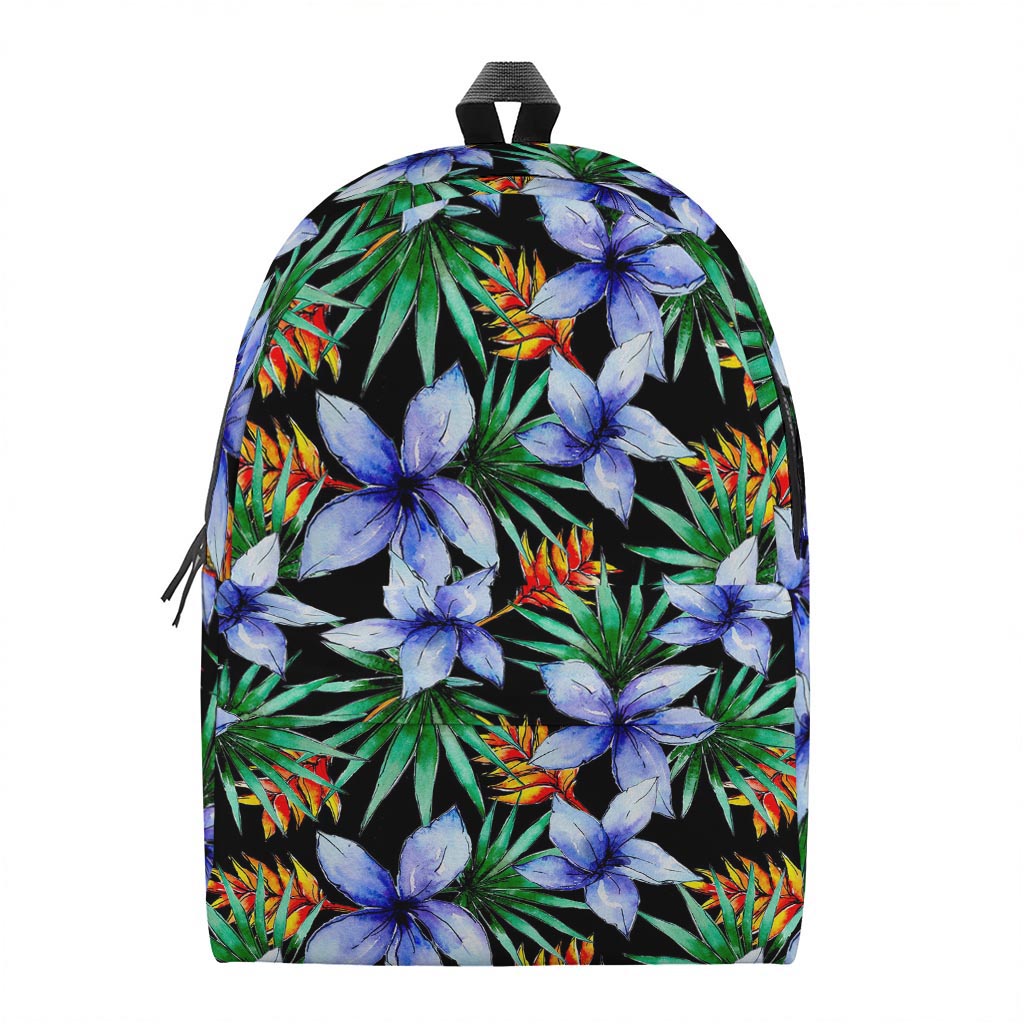 Blue Hawaiian Wildflowers Pattern Print Backpack