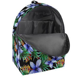 Blue Hawaiian Wildflowers Pattern Print Backpack