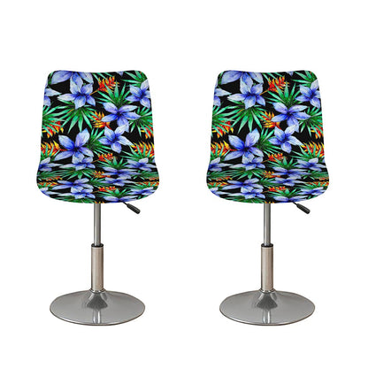 Blue Hawaiian Wildflowers Pattern Print Bar Stool Covers