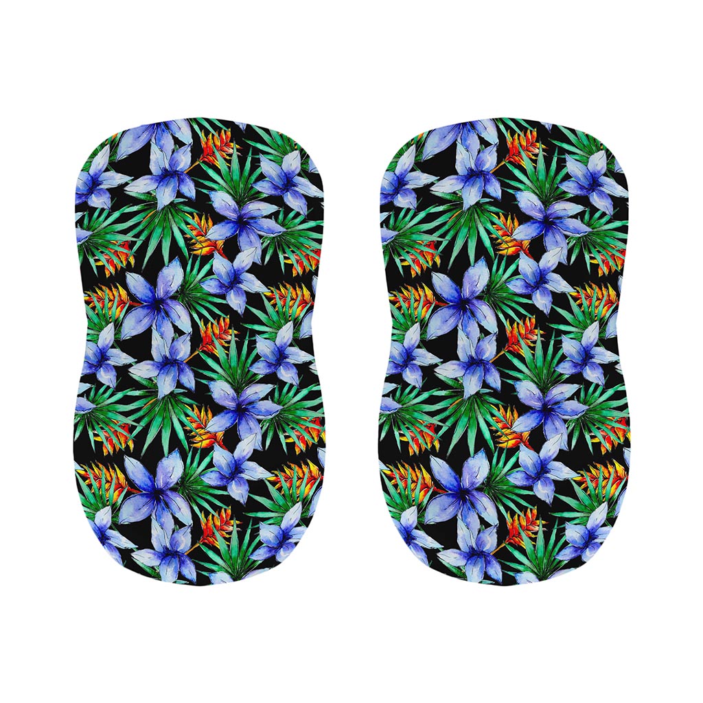 Blue Hawaiian Wildflowers Pattern Print Bar Stool Covers