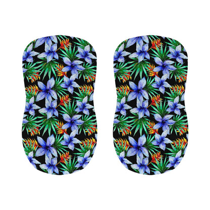 Blue Hawaiian Wildflowers Pattern Print Bar Stool Covers