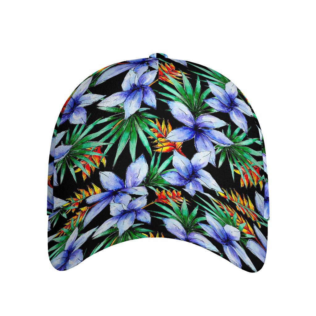 Blue Hawaiian Wildflowers Pattern Print Baseball Cap