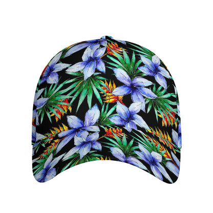 Blue Hawaiian Wildflowers Pattern Print Baseball Cap