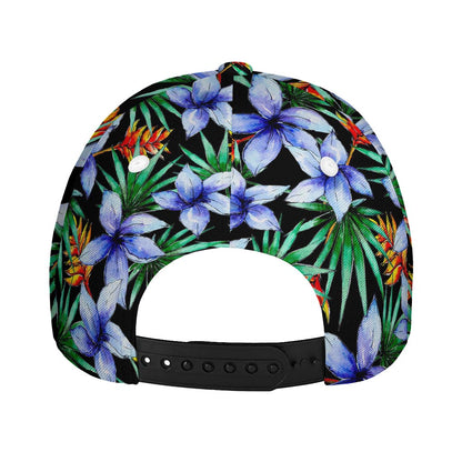 Blue Hawaiian Wildflowers Pattern Print Baseball Cap