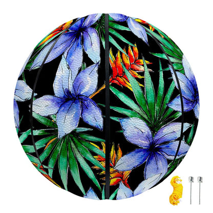 Blue Hawaiian Wildflowers Pattern Print Basketball