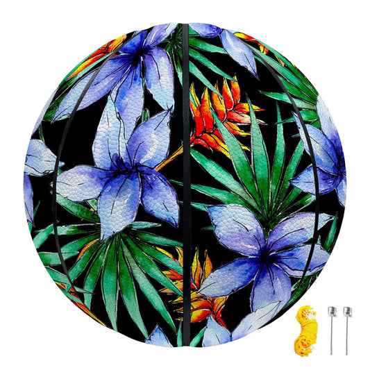 Blue Hawaiian Wildflowers Pattern Print Basketball