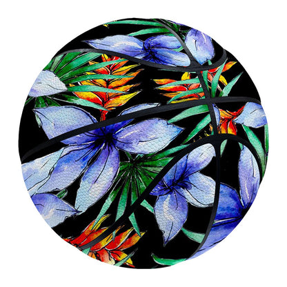 Blue Hawaiian Wildflowers Pattern Print Basketball