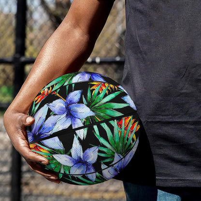 Blue Hawaiian Wildflowers Pattern Print Basketball