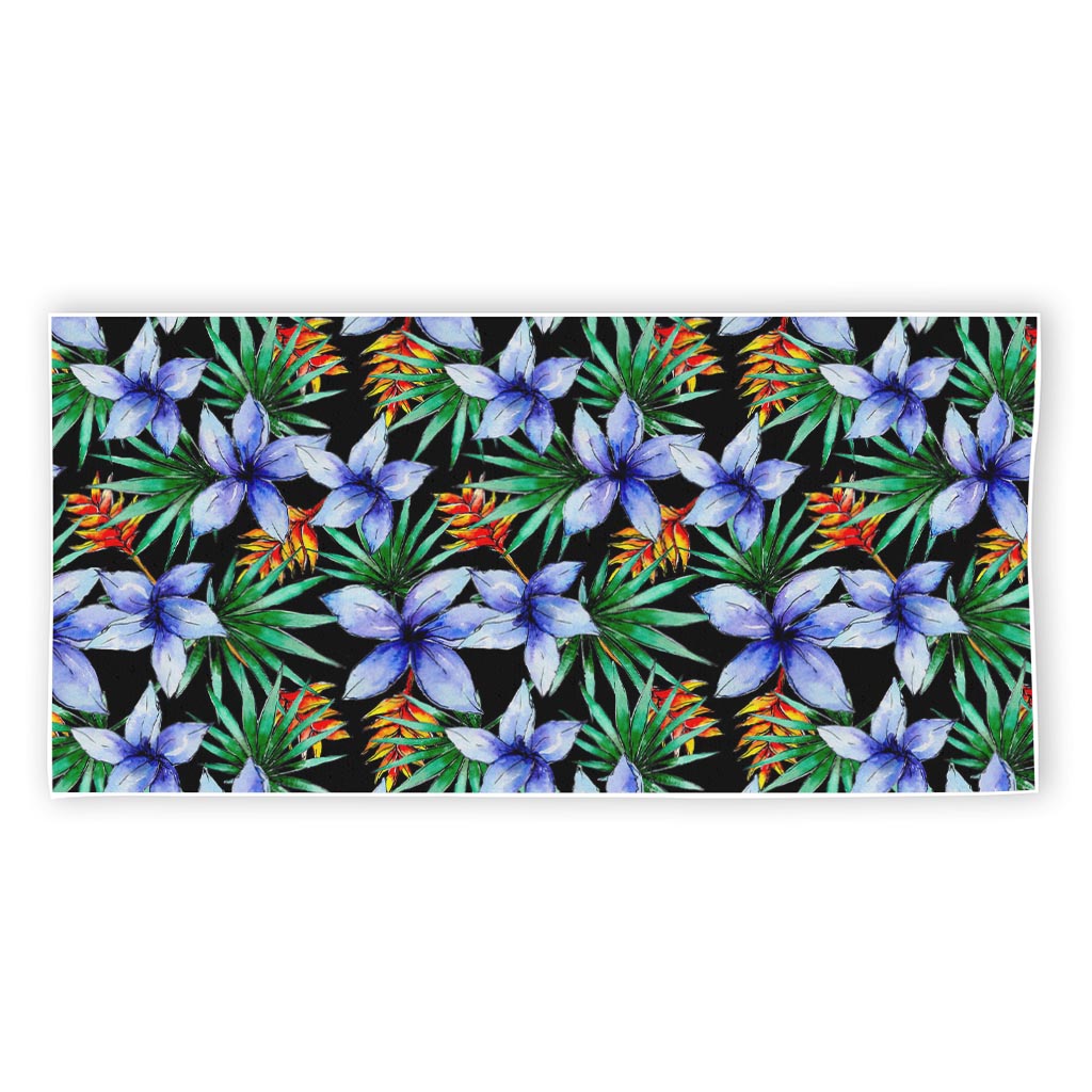 Blue Hawaiian Wildflowers Pattern Print Beach Towel