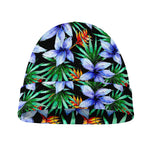 Blue Hawaiian Wildflowers Pattern Print Beanie