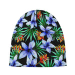 Blue Hawaiian Wildflowers Pattern Print Beanie