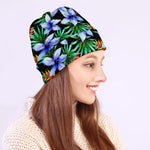 Blue Hawaiian Wildflowers Pattern Print Beanie