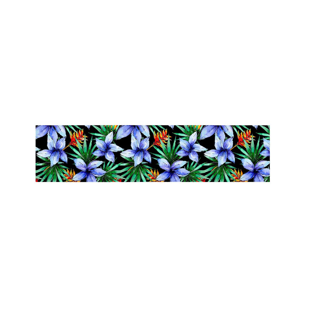 Blue Hawaiian Wildflowers Pattern Print Bed Runner