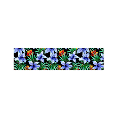 Blue Hawaiian Wildflowers Pattern Print Bed Runner