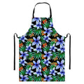 Blue Hawaiian Wildflowers Pattern Print Bib Apron With Pocket
