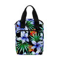 Blue Hawaiian Wildflowers Pattern Print Bible Tote Bag