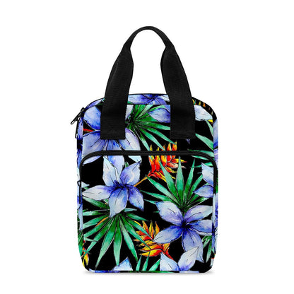 Blue Hawaiian Wildflowers Pattern Print Bible Tote Bag