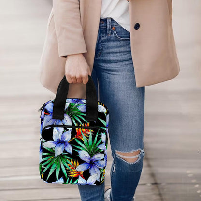 Blue Hawaiian Wildflowers Pattern Print Bible Tote Bag