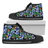 Blue Hawaiian Wildflowers Pattern Print Black High Top Sneakers