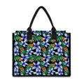 Blue Hawaiian Wildflowers Pattern Print Canvas Tote Bag